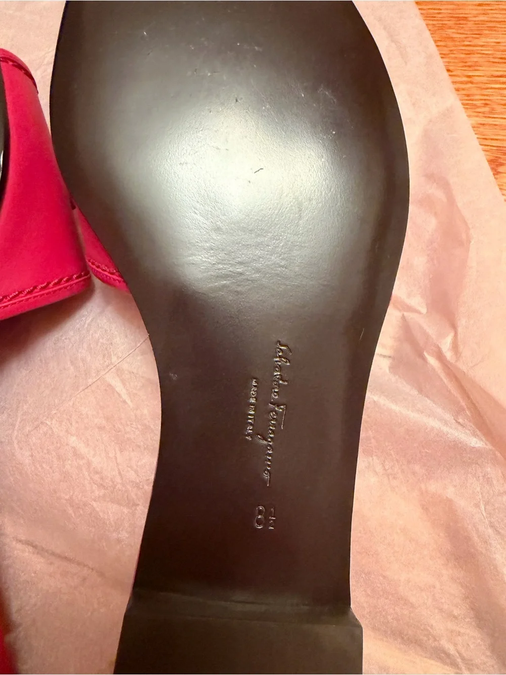 Salvatore Ferragamo Red Gancini Slides - Picture 5 of 5